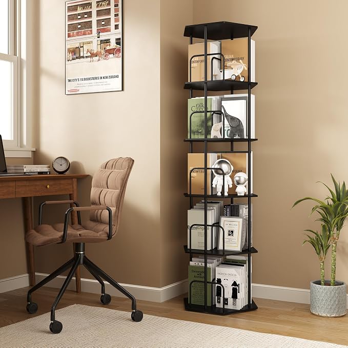 SUNMORY 5 Tier Rotating Bookshelf Tower, Revolving 360 ° Spinning Bookcase - Image 6