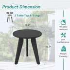 HDPS Outdoor Side Table Set of 2, Small Round Side Table Weather-Resistant - Image 3