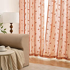 MIULEE Burnt Orange Sheer Fall Curtains 2 Panels Leaf Patterned, W52 x L96 | - Image 3