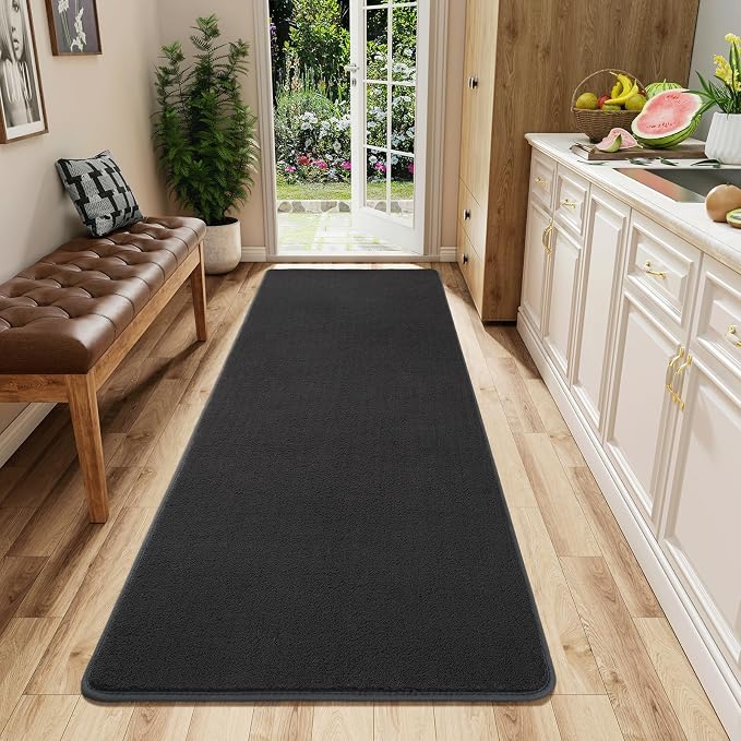 2x6 Runner Rug for Hallway, Long Runner Rugs Non Slip, Dark Grey | Soft by AROGANAREARUG