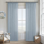 Dusty Blue Pinch Pleated Linen Curtains 84 Inches Long 2 Panels | Pinch Pleat - Image 9