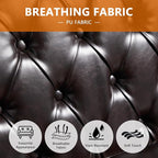 LEVNARY Chesterfield Chair Leather, Upholstered Sofa Chair - Image 4