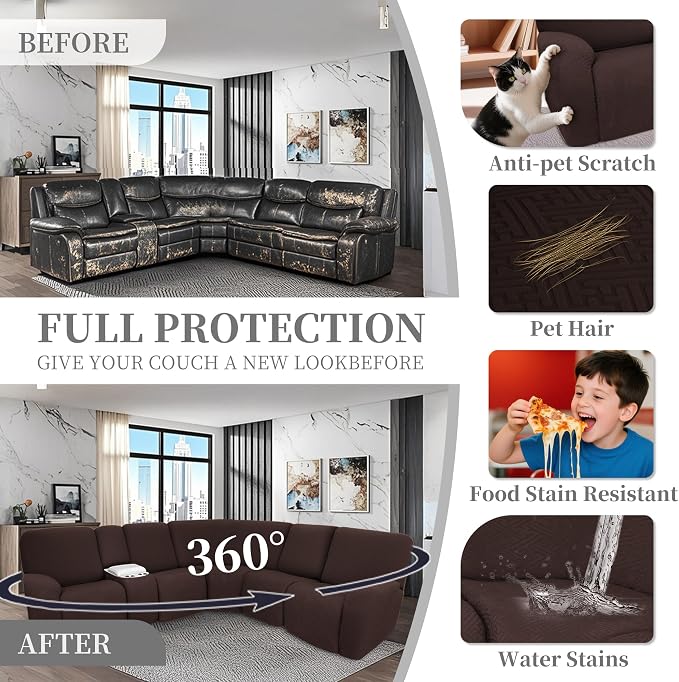 100% Waterproof Sectional Recliner Couch Covers - Image 6