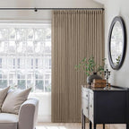 Pinch Pleat Semi Sheer Light Brown Linen Living Room Curtains 90 Inch Long | - Image 6