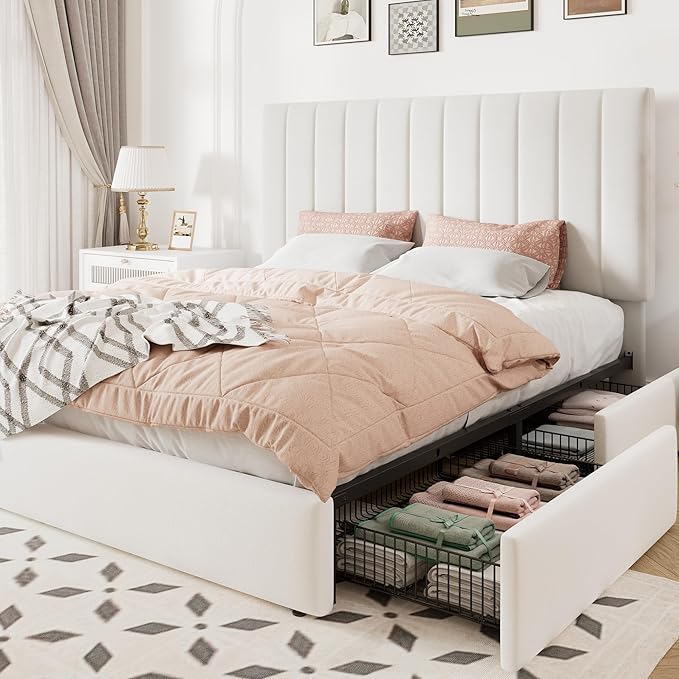 Allewie Full Size Storage Bed Frame, Vertical Channel Tufted Adjustable by Allewie