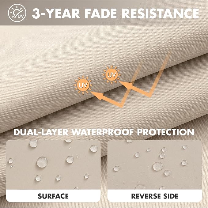 MIULEE Beige Outdoor Seat Cushion 24x24 Inch Waterproof & 3 Year Fade Resistant - Image 3