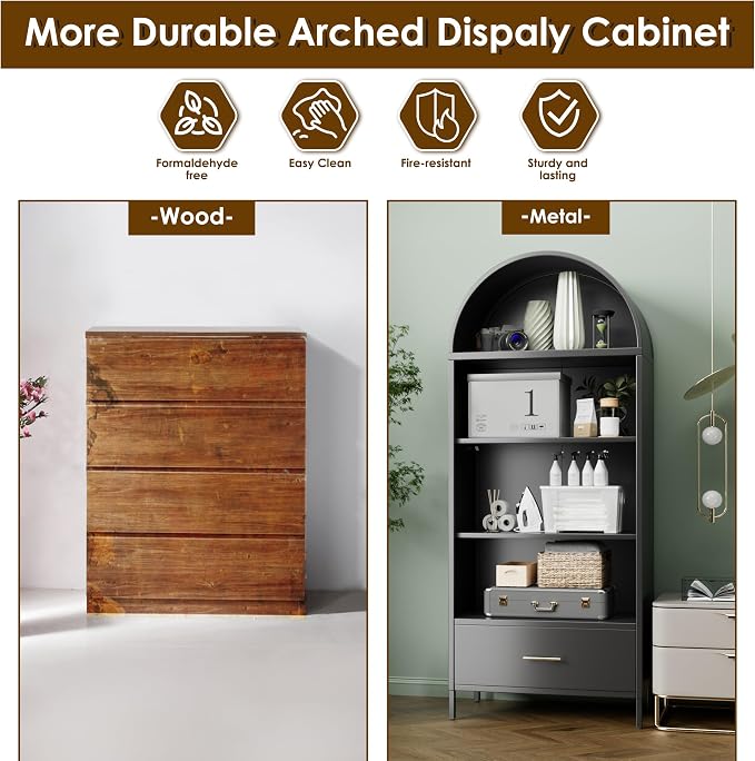 VEXPOR 73" Tall Arched Bookcase - Image 5