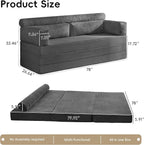 5-in-1 Convertible Sofa Bed, Corduroy Futon Couch Sleeper - Image 2