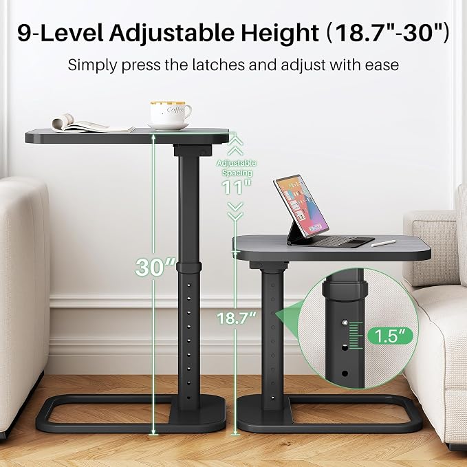 Kitstorack TV Tray Table, Adjustable Height & Rounded Metal Corners, Snack Table - Image 5