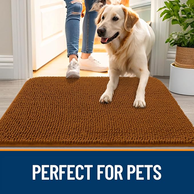 OLANLY Dog Door Mat for Muddy Paws 36x24, Super Absorbent Chenille Mud Mat | - Image 6