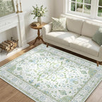 RELEANY Washable Area Rug, Water Repellent, Pet Friendly, Vintage Floral Boho - Image 2
