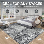 9x12 Area Rugs for Living Room Bedroom Dining Room Washable Black Grey | Soft - Image 2