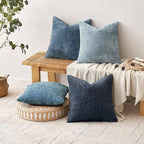 MIULEE Soft Decorative Chenille Pillow Covers Blue Series 18x18 Pack of 4 | - Image 5