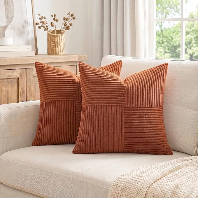 Fancy Homi 2 Packs Rust Euro Decorative Throw Pillow Covers 26x26 Inch - Image 7