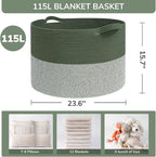 INDRESSME 115L Extra Large Cotton Rope Blanket Basket, Home Decor Laundry - Image 2