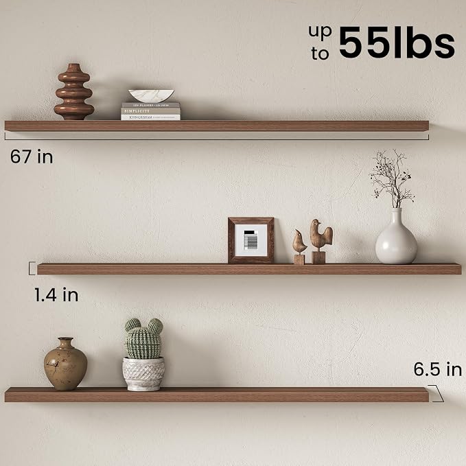 Fun Memories 67 Inch Fireplace Mantel Shelf, Deep Floating Shelves - Image 3
