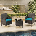3-Piece Outdoor Furniture Set, PE Rattan Wicker Chairs by Unknown