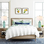 Cottage Nautical Accent Table Lamp Set of 2, Touch Coastal Blue Green Glass - Image 6