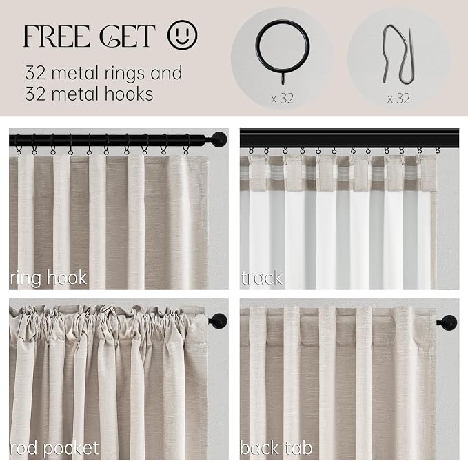 Topfinel Blackout Curtains 102 Inch Long 2 Panels, Linen Textured Room - Image 4