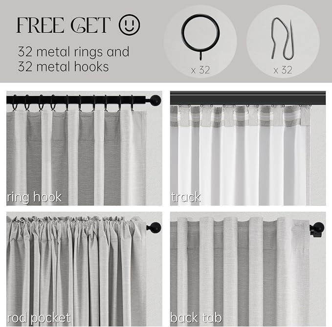 Topfinel 100 Inch Long Black Out Custom Drapery Panels, Light Grey Blackout - Image 5
