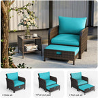 LEVELEVE Patio Conversation Set 5 Piece, Balcony Furniture Outdoor PE Rattan - Image 7