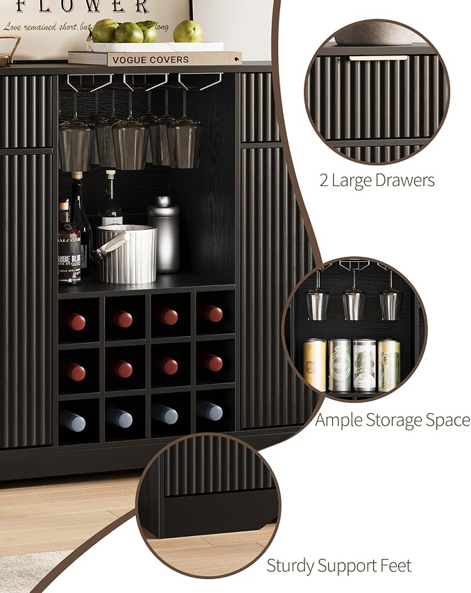55" Fluted Wine Bar Cabinet - Image 5