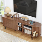 70.8" TV Stand with Power Outlet, Mid-Century Modern Television Stand, Fluted - Image 3