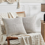 Fancy Homi 2 Packs Neutral Grey Decorative Throw Pillow Covers 22x22 Inch by Fancy+Homi