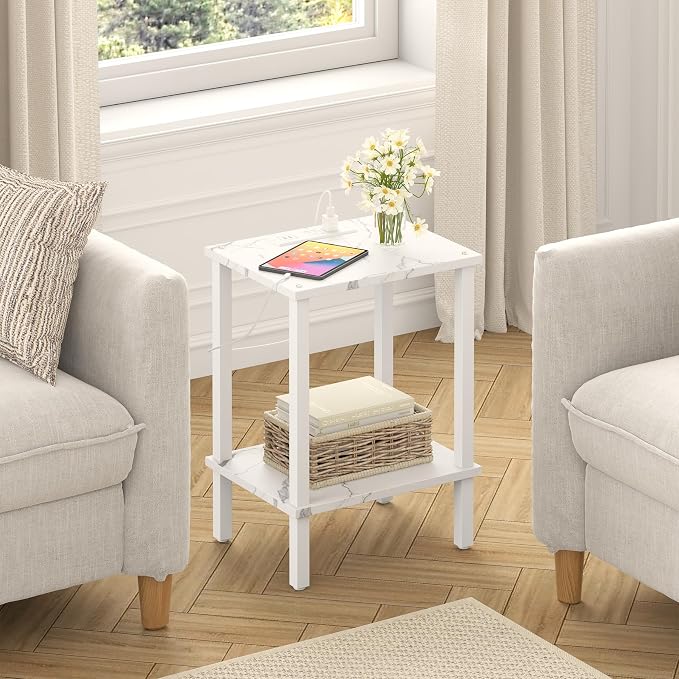 TUTOTAK End Table with Charging Station, Small Side Table, Nightstand Bedside - Image 4