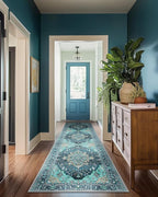 RELEANY Washable Area Rug, Runner 2'x8', Teal | Non-Slip, Water Repellent - Image 9