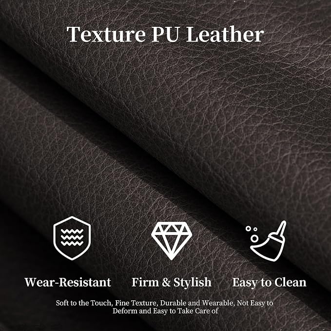 Faux Leather Sofa, Mid Century Modern Leather Upholstered Deep Loveseats - Image 6