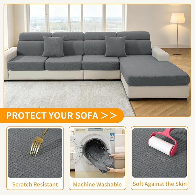 XINEAGE Large Couch Cushion Covers Seat Cushion Cover Thick Stretch Sofa - Image 6