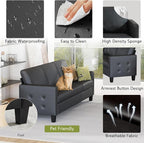 STHOUYN Black Faux Leather 3 Seater Sofa and Accent Chair Set of 2, Modern - Image 4