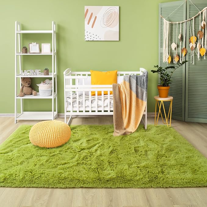 9x12 Extra Large Green Fluffy Area Rug Non-Slip - Image 7