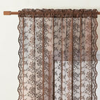 YJ YANJUN Vintage Lace Curtains 90 Inches Long-Victorian Floral Boho Brown - Image 3