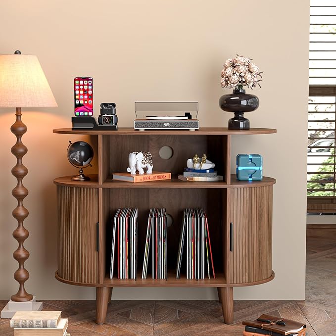 LUVIOHOME Large Round Record Player Stand by LUVIOHOME