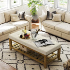 Befurtori Large Rectangular Upholstered Ottoman Bench, Linen Tufted Footrest - Image 4