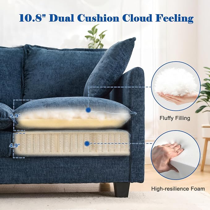 Loveseat Sofa Cloud Sofa Couch 50'', Modern Loveseats 2 Seat Couch 27" Deep Seat - Image 4
