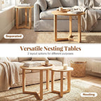 Giantex Round Nesting Coffee Table Set of 2, Wood Nesting End Tables - Image 3