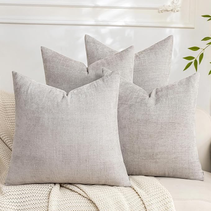 Set of 4 Soft Textured Decorative Throw Pillow Covers 22x22 Inch Cozy Farmhouse by Cozoomy