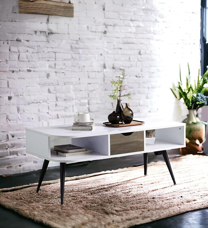 Modern Coffee Table 44 in, Sturdy Metal Frame Center Table - Image 3