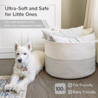 INDRESSME XXXLarge Cotton Rope Basket 21.7" x 21.7" x 13.8" Woven Baby Laundry - Image 6