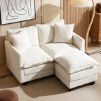 Loveseat Sofa with Ottoman, Comfy Chenille Small Couch by Unknown