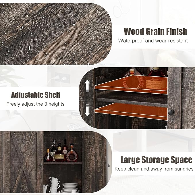 GarveeHome Small Storage Cabinet, Farmhouse Sideboard Buffet Cabinet - Image 5