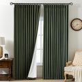 AUSSPVOCT Pinch Pleated 95 Inch Linen Curtains 100% Blackout by AUSSPVOCT