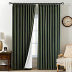 AUSSPVOCT Pinch Pleated 90 Inch Linen Curtains 100% Blackout by AUSSPVOCT