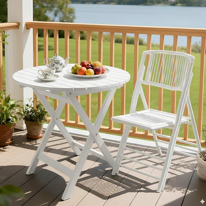 VINGLI Bamboo Folding Chair, Foldable Dining Wood Chairs Comfortable Seat - Image 7