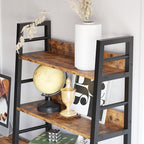 IRONCK Bookshelf with Louvered Doors, 4-Tier Ladder Shelf with Cabinet - Image 5
