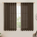 Dark Brown Linen Curtains 54 Inch Length 2 Panels by LAMIT