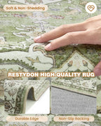 Hallway Runner Rug 2x12 Extra Long Washable Runner, Light Green | Vintage Rug - Image 6